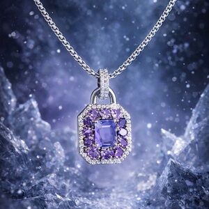 ✨ Bomb Party “Effortless Glow” Necklace – Purple | Rhodium Plated